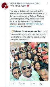 Read more about the article Obi Cubana didn’t take pictures with our staff – EFCC