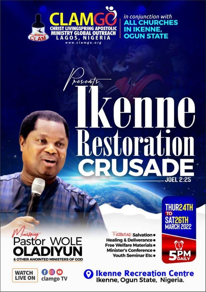 You are currently viewing With Ikenne restoration crusade, CLAM consolidates on its vision of apostolic revival for global soul harvesting