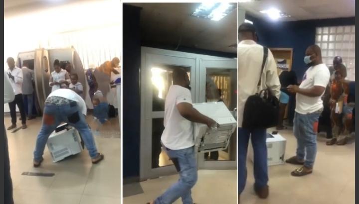 You are currently viewing Angry Man carts away bank’s printer for wrongfully deducting his money (Video)
