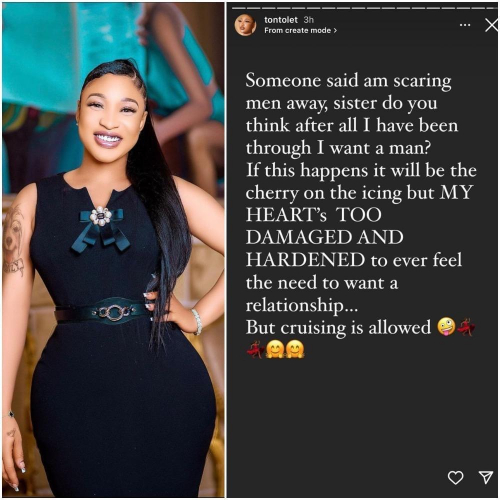 My heart is too damaged, hardened for romance – Tonto Dikeh
