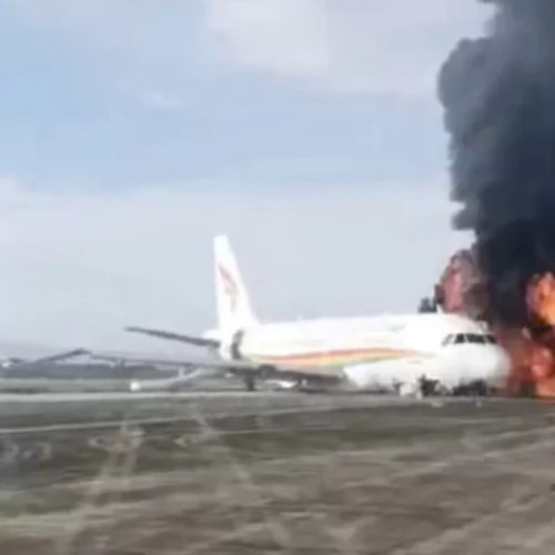 Chinese passenger jet carrying 113 catches fire during take-off 