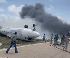 Read more about the article Passenger plane flips over, bursts into flames during crash landing