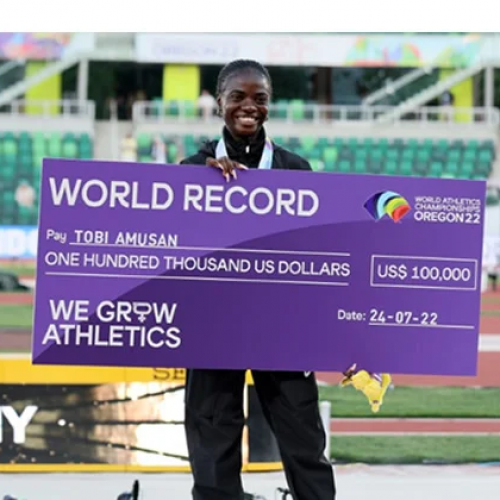 Nigeria’s Amusan breaks record, wins 100m hurdles gold