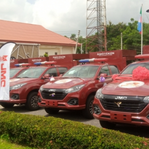 Akeredolu presents 50 fitted vehicles to security agents in Ondo