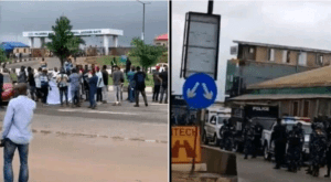 Read more about the article Gridlock as protesting University students block Lagos International Airport Road