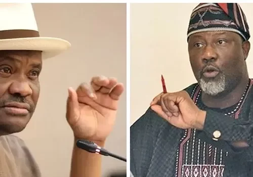 Read more about the article Wike called me 19 times in two hours, begging to be named Atiku’s vice presidential candidate – Dino Melaye (Video)