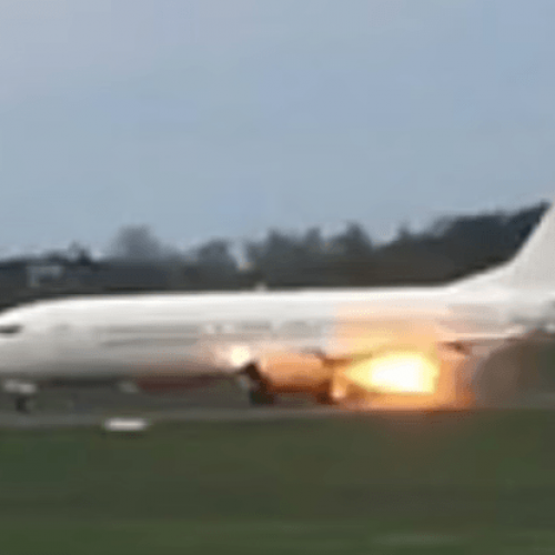 Arsenal’s plane catches fire
