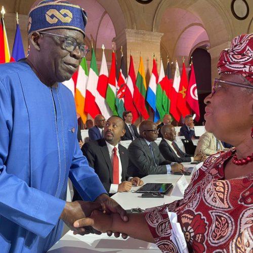 Read more about the article WTO Okonjo-Iweala In Handshakes With President Tinubu