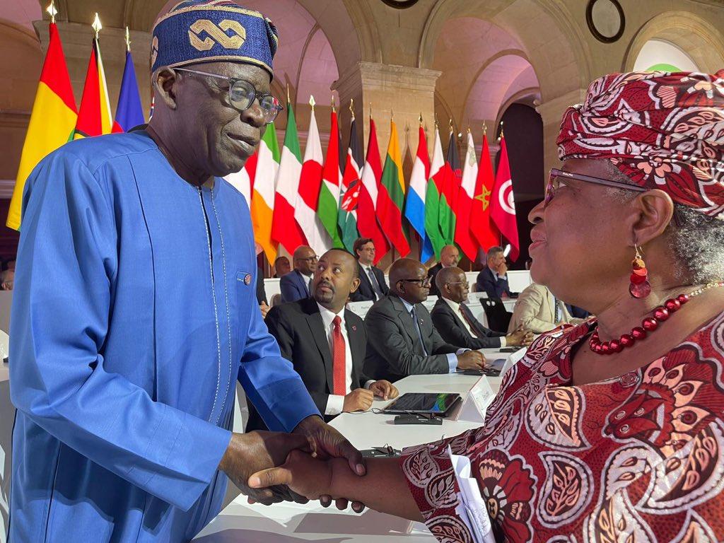 You are currently viewing WTO Okonjo-Iweala In Handshakes With President Tinubu