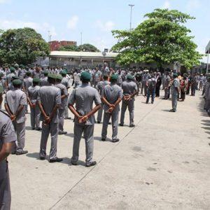 Customs officers on parade ground