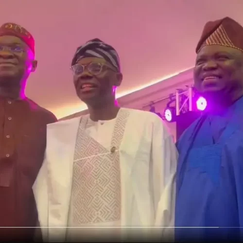 Read more about the article Four years after, Ambode joins Fashola, Sanwo-Olu at reception in honour of Tinubu