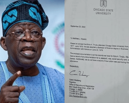 Read more about the article Chicago State University affirms Tinubu, explains discrepancies in certificate