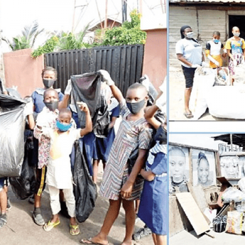 World of Ajegunle women paying school fees with plastic bottles