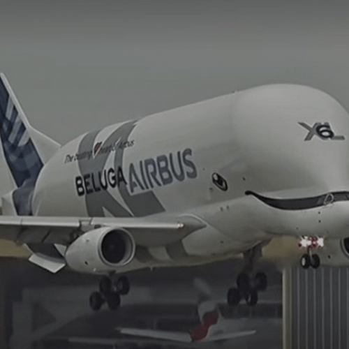 Whale-like giant jet fascinates plane spotters