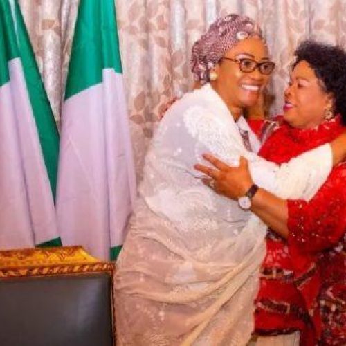 Patience Jonathan greets First Lady Oluremi Tinubu at 64