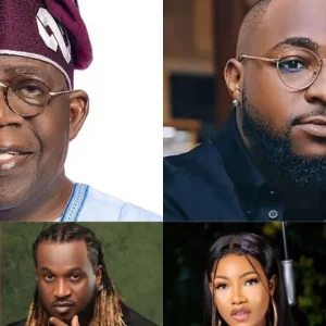 Picture mix of Tinubu with some of the entertainers