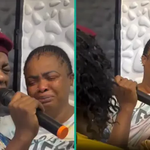 Dayo Amusa Bursts Into Tears As Yinka Alaseyori Sings to Welcome Her and 1st Child at 41