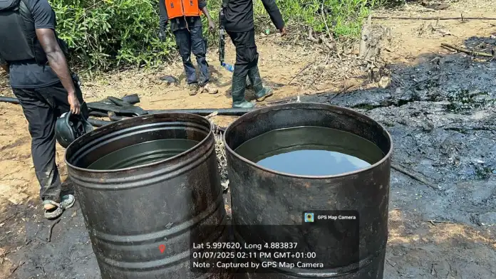You are currently viewing Nigerian Navy strikes illegal refining sites in Operation Delta Sanity