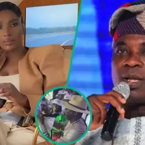 Annie Idibia Dazzles At First Outing In Lagos, Hands Bundles To KWAM 1 As He Performs On Stage