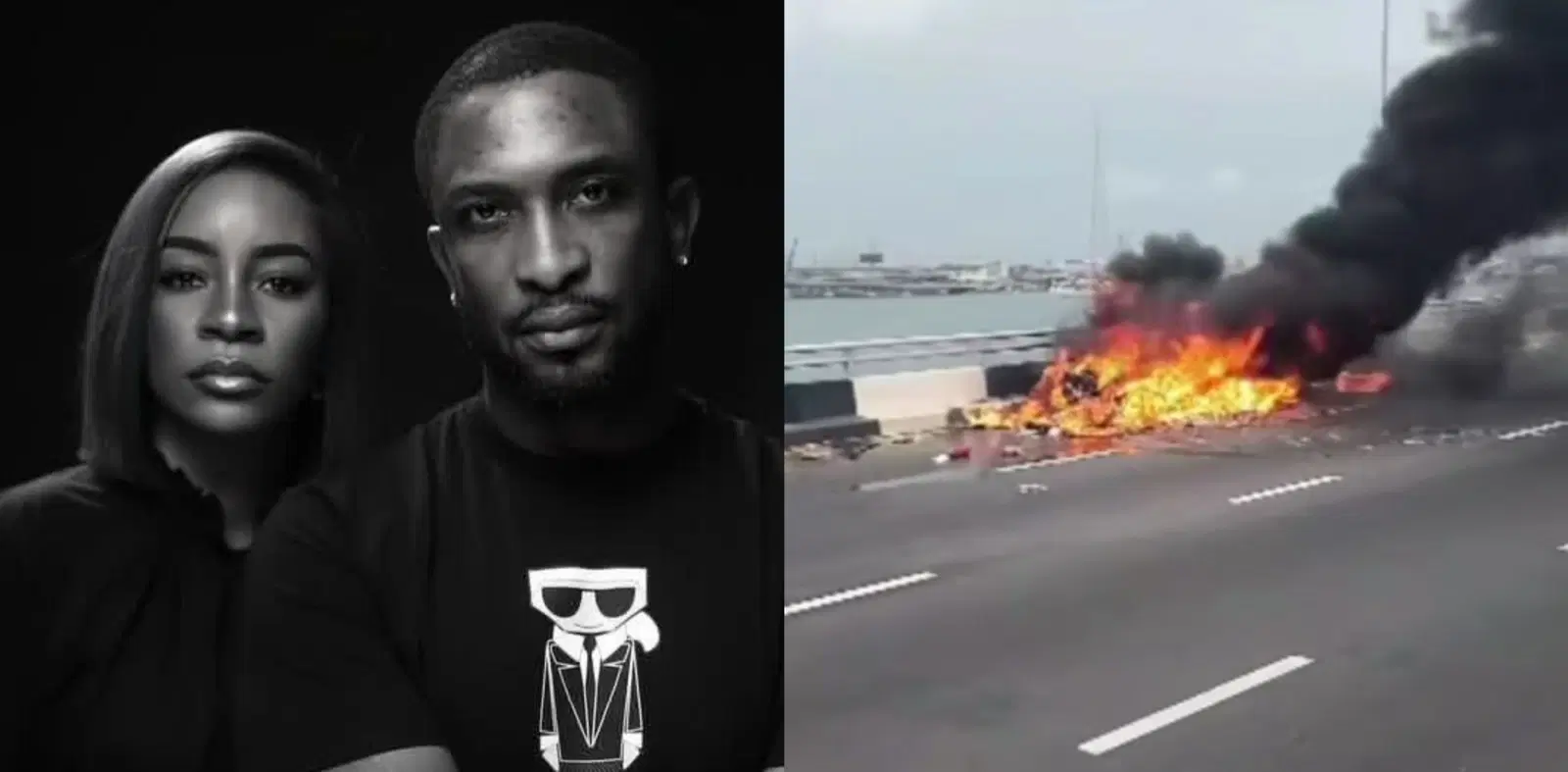 You are currently viewing Darey Art Alade, Wife Survive Car Fire Incident On Third Mainland Bridge