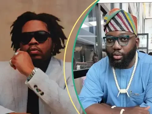 Read more about the article Olamide Slams Opeyemi As He Advises Him on How to Hold Champagne Flute: “E Dey Correct Him Helper”