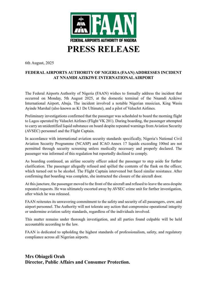 FAAN statement