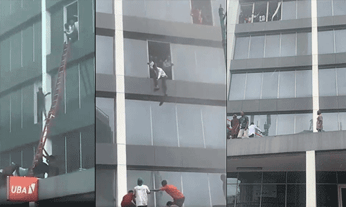 Read more about the article “I Soaked My Tie in Water to Breathe” — Survivor Recounts Escape from Afriland Tower Fire