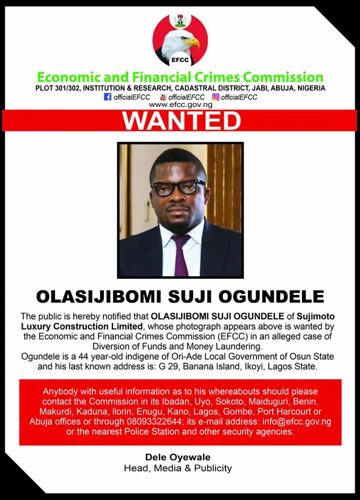 You are currently viewing EFCC Declares Sujimoto Boss, Ogundele Wanted Over Alleged Money Laundering