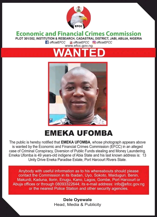Emeka Ufombas wanted person poster