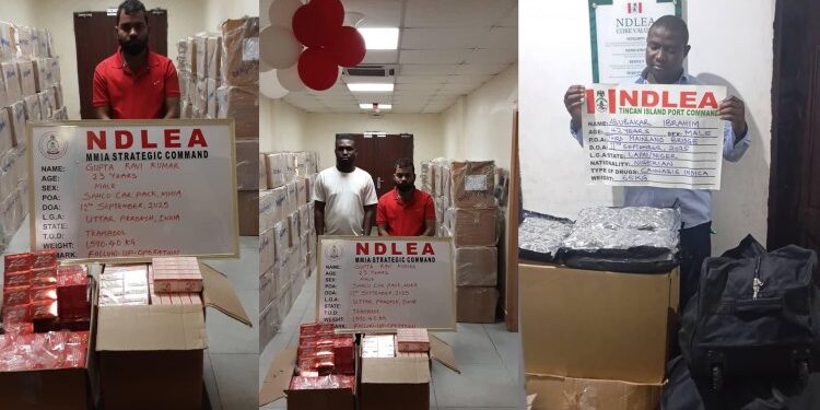 You are currently viewing NDLEA Arrests Indian Businessman, Three Nigerians Over N3.9 Billion Worth of Tramadol Shipment in Lagos