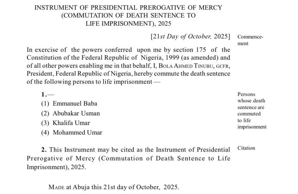 President Tinubu Signs Instrument of Clemency and Pardons, Moves Secretariat of Prerogative of Mercy Committee to Justice Ministry 3 WhatsApp Image 2025 10 29 at 14.50.12 c3fdc226