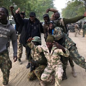 Nigerian soldiers jubilating over boko haram