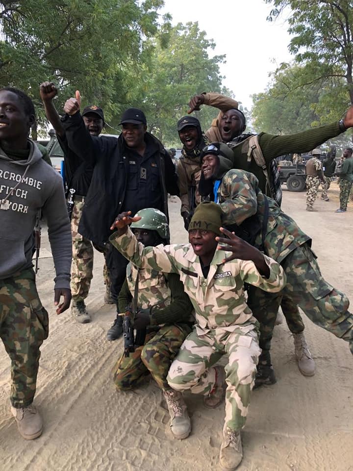Nigerian soldiers jubilating over boko haram