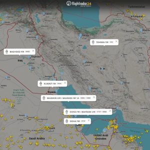 Countries white marking in UAE that have closed airspace